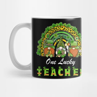 One Lucky Teacher Shamrock St Patrick's Day Groovy Retro Mug